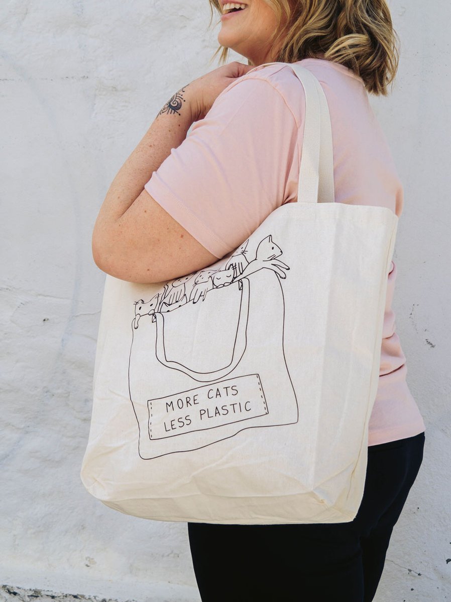 MIMI & AUGUST - More Cats Less Plastic - Sac réutilisable 100% coton - Sacs réutilisables | Samara & Co