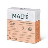 MALTÉ - Savon naturel hydratant beurre de karité et drêche de microbrasseries • Poire et Agrumes